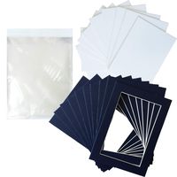 STUDIO 500 ~ Pre-Cut Picture Mats 5x7 inches for 4x6 Photos, White Core Bevel Cut Acid Free Mats Sets + 4PLY Backing Board + Clear Plastic Bags; Pack of 10 in Different Colors: (Blue, 5x7)