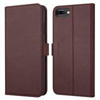 iPhone 8 Plus case iPhone 7 Plus case ZOVER Genuine Leather Case Wallet Cover with Kickstand Feature Card Slots & ID Holder and Magnetic Closure for iPhone 7 Plus iPhone 8 Plus Dark Brown