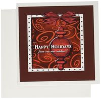 3dRose Ruby Red Glass Ornament, Happy Holidays from our new address - Greeting Cards, 6 x 6 inches, set of 6 (gc_34174_1)