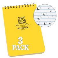 Rite in the Rain Weatherproof Top Spiral Notepad, 4" x 6", Yellow Cover, Universal Pattern, 3 Pack (No. 146-3)