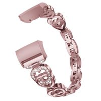 Wenicaca Bling Bands for Fitbit Charge 3,Women Man Stainless Steel Metal Jewelry Bracelet Bangle Wristband.Rose Pink