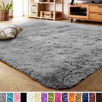 LOCHAS Ultra Soft Indoor Area Rug Shaggy Bedroom Living Room Carpets for Kids Nursery Room, 5.3 x 7.5 Feet Grey