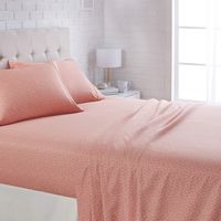 AmazonBasics Lightweight Super Soft Easy Care Microfiber Sheet Set with 16" Deep Pockets - California King, Peachy Coral Arrows