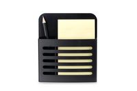 StorageMax Magnetic Memo Holder and Organizer for Kitchen, Locker, Home or Office. Includes 3" x 5" Sticky Back Notepad and Pencil. (Black, Single)
