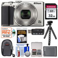 Nikon Coolpix A900 4K Wi-Fi Digital Camera (Silver) with 32GB Card + Case + Battery + Flex Tripod + Kit