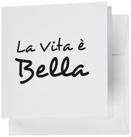 3dRose La Vita E Bella - Life is Beautiful in Italian - Black and White Text, Greeting Cards, Set of 6 (gc_185025_1)