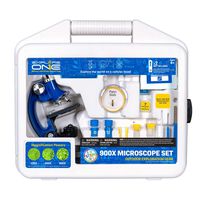 Explore ONE Beginner Microscope for Kids - 100X, 400X & 900X Magnification, Compact Size & Sturdy Build - Perfect for at Home and School. Comes with Hard-Shell Case