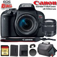 Canon EOS Rebel T7i DSLR Camera with 18-55mm Lens (USA Model) (1894C002) with 32GB Memory Card, Premium Soft Case, and More - Starter Bundle