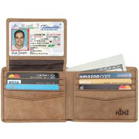 Wallet for Men-Genuine Leather RFID Blocking Bifold Stylish Wallet With 2 ID Window (Khaki)