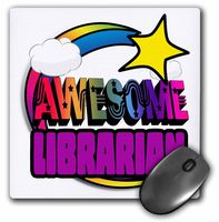 3dRose Shooting Star Rainbow Awesome Librarian - Mouse Pad, 8 by 8 inches (mp_201350_1)