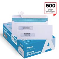 500 Self Seal Double Window Security Check Envelopes - Size 3 5/8 x 8 11/16 Inches - for Business Checks, Fits Perfectly (No Sliding or Moving) - Not for Invoices, 500 Count (30180)