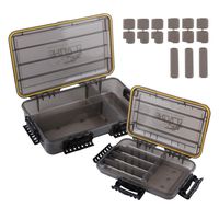 RUNCL Fishing Tackle Box, Waterproof Storage 14" L x 8.65" W x 2.15" H / 10.65" L x 7.1" W x 1.89" H - Thicker Frame, 360° Waterproof Seal, Secure-Locking Latches, Sun Protection (Pack of 2)