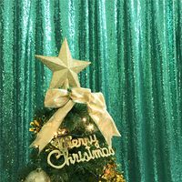 TRLYC 2FT by 8FT Christmas Blue Sequin Curtain Backdrop for Father'Day Wedding Party