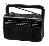 PR-157 AM/FM 2 Band Stereo Portable Radio AC Operated or Operated by Dry Battery (D Size x 4pcs, Battery not Included), Black