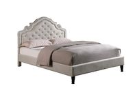 Home Life Premiere Classics Cloth Light Beige Linen 51" Tall Headboard Platform Bed With Slats Queen-Complete Bed 5 Year Warranty Included 023