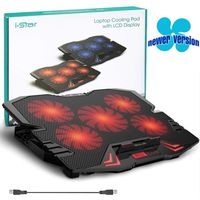 Laptop Cooling Pad, Laptop Cooler Cooling Pad Stand for up to 15.6 inch Laptop with Metal Mesh Surface, 5 Fan 2500RPM Adjustable Strong Wind LED Light, Free Height, 2 USB Port, Red Fan