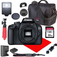 Canon EOS 4000D / Rebel T100 DSLR Camera Body Only (No Lens) + Canon Case + 32GB SD Card (13pc Bundle)