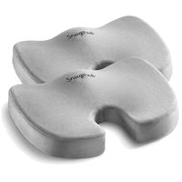SnugPad 100%, Non-Slip Orthopedic Memory Foam Coccyx Designed for Sciatica & Back,Hip and Tailbone Pain Relief,Fits Office Chair,Wheelchair,Car Seat Cushion, Silver-2 Pack