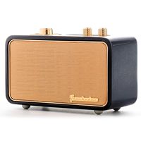 Vintage Bluetooth Speaker with Radio, TRENBADER.com Portable Wireless Speaker for Home Office Travel Indoor Outdoor, Customizable Retro Vintage Style, Natural Real Wood, Mic