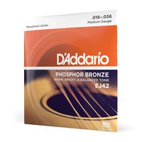 D'Addario EJ42 Phosphor Bronze Acoustic Guitar Strings, Resophonic (1 Set) - Corrosion-Resistant Phosphor Bronze, Offers a Warm, Bright and Well-Balanced Acoustic Tone and Comfortable Playability