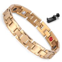 Extra Germanium Strength Magnetic&Negative-ions Therapy Gold Plated 316L Stainless Steel Bracelets for Men Health Stress Relief Wristband [Free Links Removal Tool]