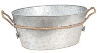 Galvanized Tub Beverage Ice Drink Tub - Party Accessory, Rust Trim and Rope Handles, Rustic Home Decor Accessories, Gift Idea for Housewarming, Birthdays, and Christmas, Natural, 19 x 15 x 8 Inches