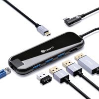 GearIT USB C Hub, 6-in-1 Type C Network Adapter with 100W USB-C PD Power Delivery, RJ45 Ethernet, 4K HDMI, 3 USB 3.0, Compatible for MacBook Pro, iPad Pro, XPS, Samsung DeX, and USB-C Devices