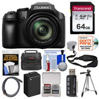 Panasonic Lumix DC-FZ80 4K Wi-Fi Digital Camera with 64GB Card + Case + Battery + Tripod + Sling Strap + Kit