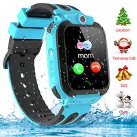 Themoemoe Kids Smartwatch Phone, Kids GPS Watch Waterproof SOS Camera Game Compatible with 2G T-Mobile Birthday Gift for Kids(S12B-Blue)