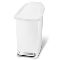 simplehuman 10 Liter / 2.6 Gallon Compact Slim Bathroom or Office Step Trash Can, White Plastic