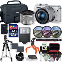 Canon EOS M100 Mirrorless Digital Camera (White) with 15-45mm STM Lens Kit with Premium Accessory Bundle