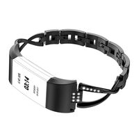 Wearlizer Replacement for Fitbit Charge 2 Bands for Women Metal Bangle/Bracelet/Assesories/Straps/Wrist Band for Fitbit Charge hr 2 Women Small Large (Black 1)