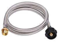 DozyAnt 5 Feet Stainless Steel Braided Propane Adapter Hose 1 lb to 20 lb Converter Replacement for QCC1 / Type1 Tank Connects 1 LB Bulk Portable Appliance to 20 lb Propane Tank - Safety Certified