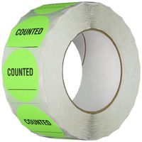TapeCase INVLBL-023"Counted" Inventory Control Label in Green [Pack of 1000] - 2 in. Circular Label for Marking, Color Coding, Notating Inventory Items