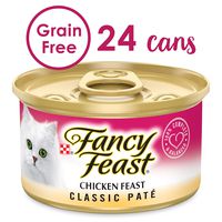 Purina Fancy Feast Grain Free Pate Wet Cat Food, Chicken Feast - (2 Packs of 12) 3 oz. Cans