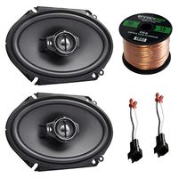 Car Speaker Combo of 2X Kenwood KFC-C6895PS 720-Watt 6x8 Inch 3-Way Stereo Coaxial Speaker Bundle with 2X Metra 72-5600 Speaker Connector for Select GM Vehicles + Enrock 50ft 16g Speaker Wire