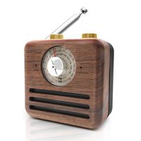 Retro Radio Bluetooth Speaker-Natural Walnut Wood FM/WB Radio with Wireless Bluetooth Speaker, Rechargeable Battery, Loud Volume for Travel, Home, Office
