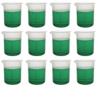 Pack of 12 Beakers, 500ml - Premium Polypropylene - 10ml Raised Graduations, Tapered Spout - Eisco Labs