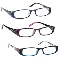 The Reading Glasses Company Blue Purple Turquoise Floral Lightweight Readers Value 3 Pack Womens Ladies RRR74-35W +2.50
