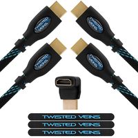 Twisted Veins HDMI Cable 12 ft, 2-Pack, Premium HDMI Cord Type High Speed with Ethernet, Supports HDMI 2.0b 4K 60hz HDR on Most Devices and May Only Support 4K 30hz on Some Devices