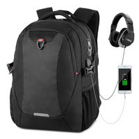 Pinprin Business Backpack 17 Inch Laptop Bag USB Charging Port Earphone Hole Waterproof Travel Rucksack College Bags for Men Women (Black S1)