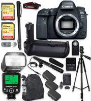 Canon EOS 6D Mark II DSLR Camera Body Only Kit + 2X 64GB Sandisk Extreme Memory + Auto TTL Flash (Guide # 58/190 ft) + 60" Portable Tripod + Professional Kit