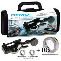 DYMO Tapewriter Metal Tape Embosser (M1011) KIT with 10 Aluminum Non Adhesive Tape Cassettes