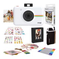 Polaroid Snap Instant Digital Camera (White) with 2x3ʺ Premium Photo Paper 20-Pack, Neoprene Pouch, Zink Paper Unique Colorful Stickers & Photo Album Accessories