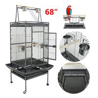 Nova Microdermabrasion 61/68 Inches Large Bird Cage Play Top Parrot Cockatiel Parakeet Chinchilla Macaw Cockatoo Cage W/Stand Perch Pet Supplies