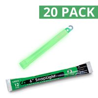 Cyalume SnapLight Green Glow Sticks - 6 Inch Industrial Grade, High Intensity Light Sticks with 12 Hour Duration (Pack of 20)