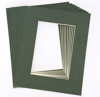 Pack of 10 DARK GREEN 11x14 Picture Mats Matting with White Core Bevel Cut for 8x10 Pictures