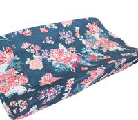 Baby Boy Crib Bedding Aztec Changing Pad Cover (Coral Navy Flora)