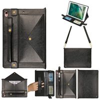 iPad Case for Pro 10.5, Multi-function Wallet Protective Cover with Card Slot/Cash Pocket/Pen Holder/Hand Strap/Classic Buckle Closure Shoulder Bag Book Case for 3rd Gen iPad Air / Pro 10.5,Black
