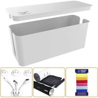 Cable Management box, Cord Organizer and Cover with Cable Kit - Desk, wall mounted TV, Video, Game and Computer Wire holder, hider, protector with Cable Sleeve ,white edition by Tokye XXL VALUE